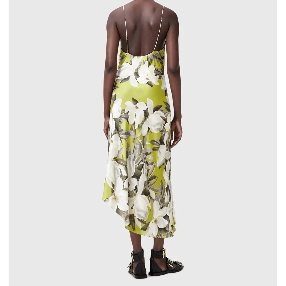 AllSaints Alexia V-Neck Drawstring Midi Slip Dress